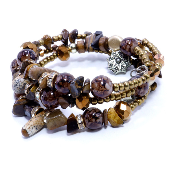 Браслеты из камней Спиралька 3 ряда