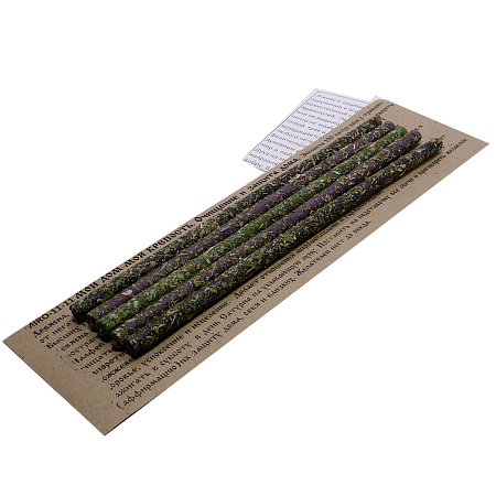 Свеча воск Травы Мой дом-моя крепость Защита семьи и дома Девясил, Шалфей, Папоротник, Можжевельник