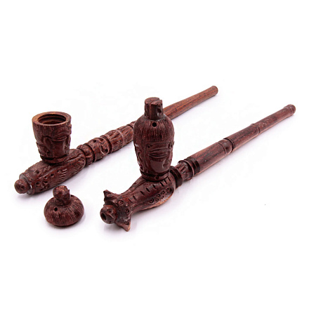 Трубка  курительная N10 BUDHA резное дерево 23см