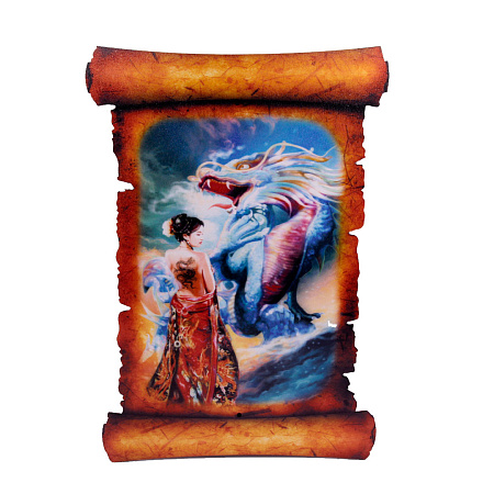 Картина объемная Девушка и дракон ХДФ 42,5см-29,5см 