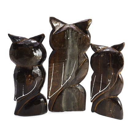 Статуэтки из дерева Набор 3 Совы h-20см h-17см h-15см