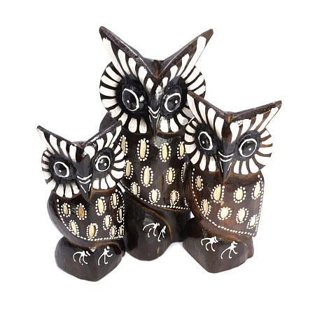 Статуэтки из дерева Набор 3 Совы GAL-S5 h-20см h-17см h-15см