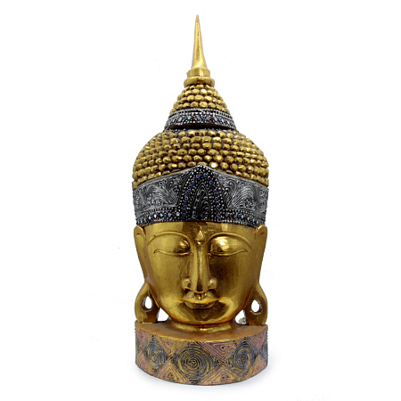 Сувенир из дерева Голова Будды GOLD дерево Суар 75см-30см