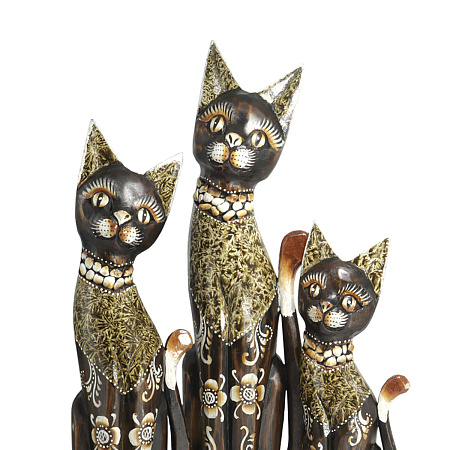 Статуэтки из дерева Набор Кошек 3 в 1 HOK-K50-03 50см 40см 30cм Оберег Удача в дом
