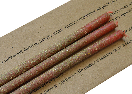 Свеча воск Травы Разбудить остывшую любовь Имбирь Вербена Кориандр 1час 18,5см уп 3шт