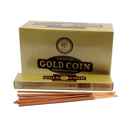 Благовония Nandita Gold Coin 15gm уп-12шт Шоколад Кофе Сандал и Ваниль