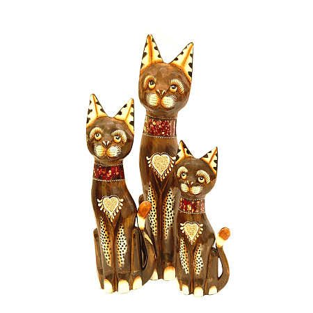 Статуэтки из дерева Набор Кошек 3 в 1 HOK9410-50 50см 40см 30cм Оберег Удача в дом