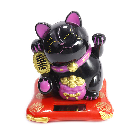 Манеки Неко ZMN-02 оберег на процветание Манящий кот черный 8см 7см