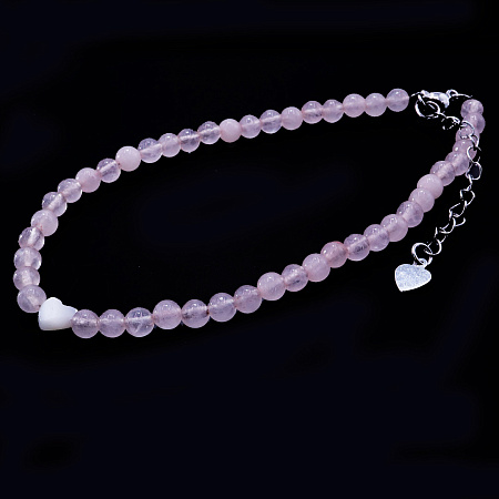 Браслет на ногу Розовый кварц 