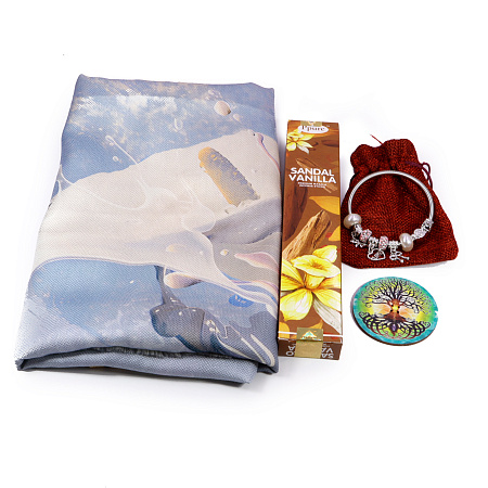 Набор для любимых женщин Шарф, браслет в мешочке, благовоние, подставка