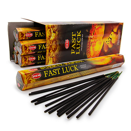 Благовония HEM FAST LUCK Лёгкая удача Сандал Пальмароза Пачули Мандарин уп-6шт