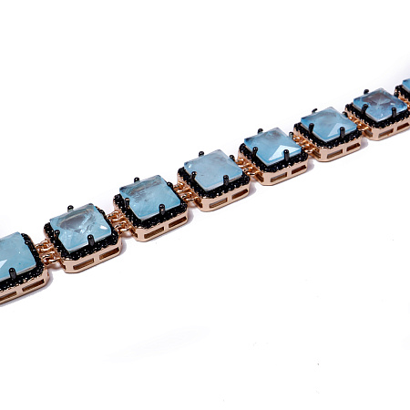 Ювелирное украшение браслет German Gold c редким камнем Голубой Топаз Параиба 