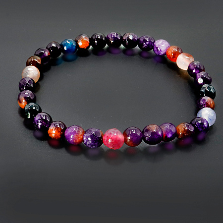 Браслет из камня Фиолетовый агат с огранкой привлечение счастья и исполнения желаний 6мм