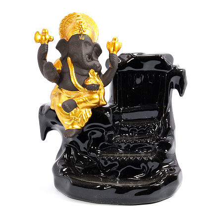 Подставка под стелющиеся благовония Ганеш - символ процветания через мудрость 15см