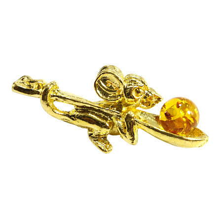 Талисман для кошелька мышка Gold с ложкой загребушкой и с икрой 2,8см 
