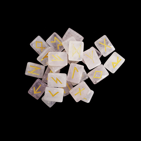 Набор Руны скандинавские из камня Розовый кварц для гадания