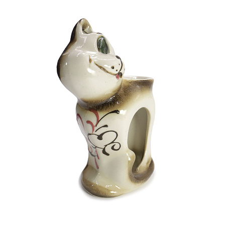 Аромалампа Кот с сердечком керамика глазурь 15см