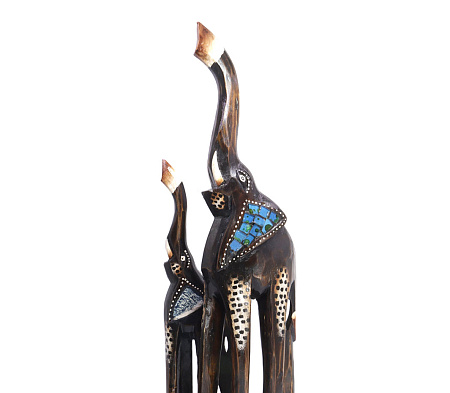 Фигурка из дерева Пара Слонов хобот вверх - добрая удача дерево Албезия 50cm 