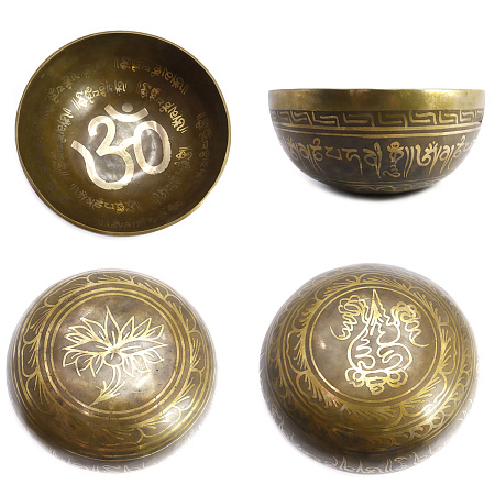 Чаша поющая OM ручная ковка 9 металлов вес от 1701 до 2000г d-25см h-11.5см ХРУПКОЕ