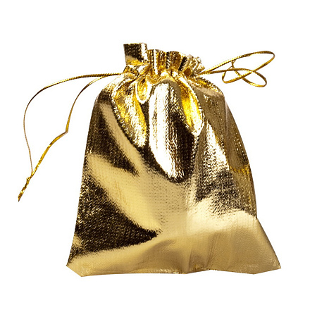 Мешочек подарочный Золотой атласный 9х12см