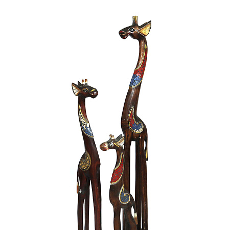 Сувенир из дерева Набор жирафов 100см 80см 60см символ семейного благополучия, албезия и мозайка 