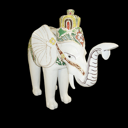 Скульптура дерево Слон Gold-White 88см-100см дерево Суар