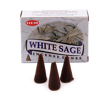 Благовония конусы HEM White Sage Белый шалфей уп-12шт