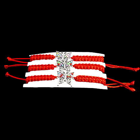 Браслет Красная нить с Бабочкой символ привлекательности и магнетизма Gold and Silver уп 3шт 