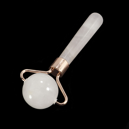 Роликовый массажер из натур камня Розовый кварц - шарик для лица 10,5см