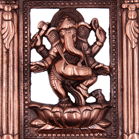 Ганеш в алтаре Панно силумин 26см-16см символ процветания через мудрость