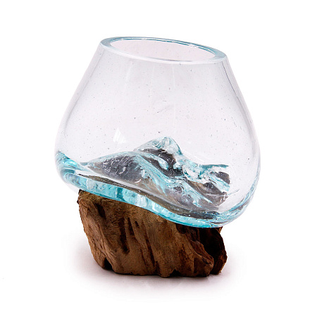 Ваза на корне Уценка стекло украшение интерьера Хрупкое Симол процветания в доме 12см