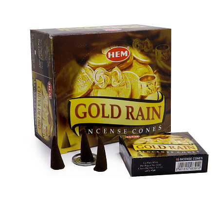 Благовония конусы HEM Gold Rain Золотой дождь уп-12шт