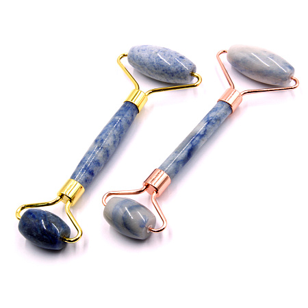 Роликовый массажер камень Нефрит и Розовый кварц для лица