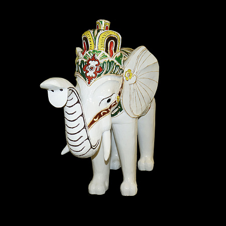 Скульптура дерево Слон Gold-White 88см-100см дерево Суар