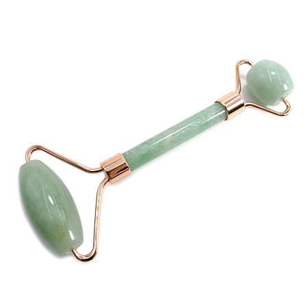 Роликовый массажер из натурального камня Нефрит темный для лица и тела 14см