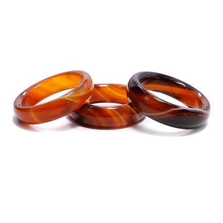 Кольцо из камня гладкое Красный янтарный агат привлекает благополучие и достаток d-18мм
