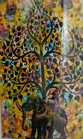 Покрывало Слон и Дерево Жизни символ удачи власти и процветания 210-135cм хлопок