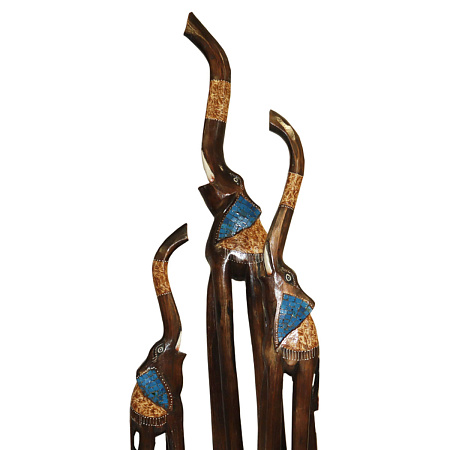 Сувенир из дерева Набор 3 Слона 100см 80см 60см символ удачи и процветания дерево албезия и мозайка4