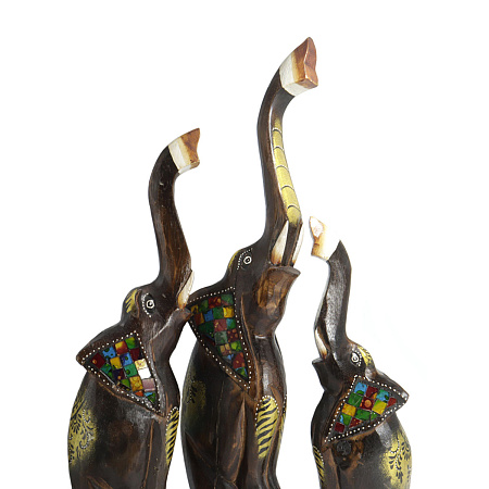 Сувенир из дерева Набор 3 Слона 50см 40см 30см символ удачи и процветания дерево албезия и мозайка