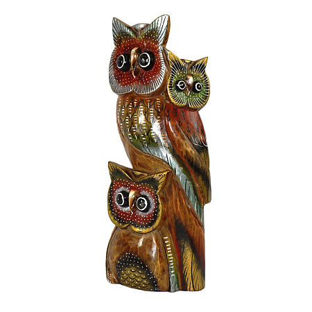 Статуэтка Три совы дерево албезия 41см-16см - символ благополучия и процветания в семье