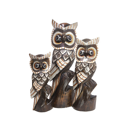Статуэтка Три совы дерево албезия 50см-40см 30см символ благополучия и процветания 