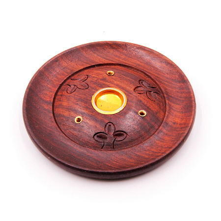 Подставка под благовония Тарелочка из дерева с резьбой 10см