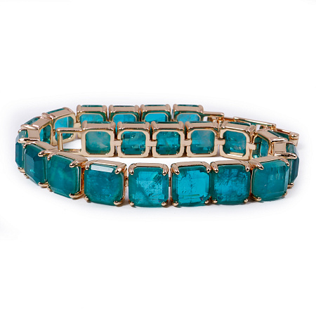 Ювелирное украшение браслет German Gold c редким камнем Топаз Параиба цвет Морская волна