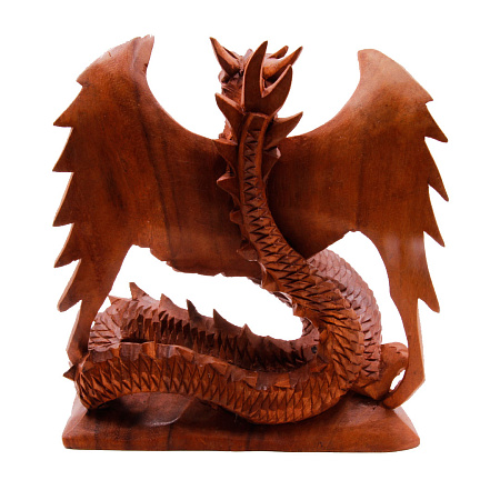 Сувенир из дерева Дракон с крыльями 20см символ достатка и богатства