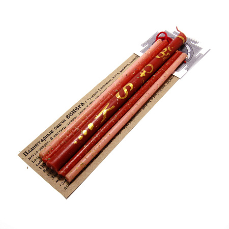 Набор ПЛАНЕТАРНЫХ свечей Венера и шерстяной браслет Счастье Роскошь Любовь уп 5шт 17см