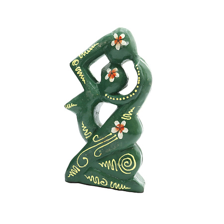 Статуэтка абстракция зеленая Горячий поцелуй 15см дерево Албезия