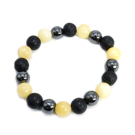 Браслет Планетарный Солнца Каменный - Лава Гематит Цитрин карьерный рост, успех, изобилие