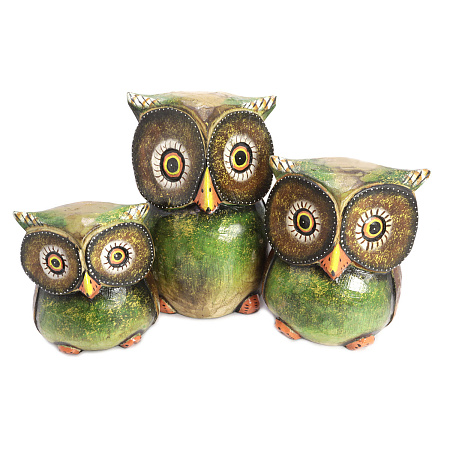 Статуэтка Три совы HOK-OW-13 дерево албезия 20см-16см 12см символ благополучия и процветания в семье