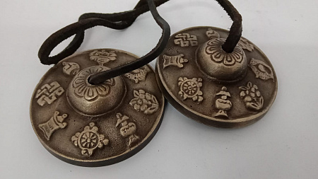 Караталы музыкальный инструмент c благоприятными символами бронза 6,5см 