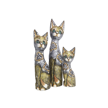 Статуэтки из дерева Набор Кошек 3 в 1 HOK-K50-10 50см 40см 30cм Оберег Удача в дом